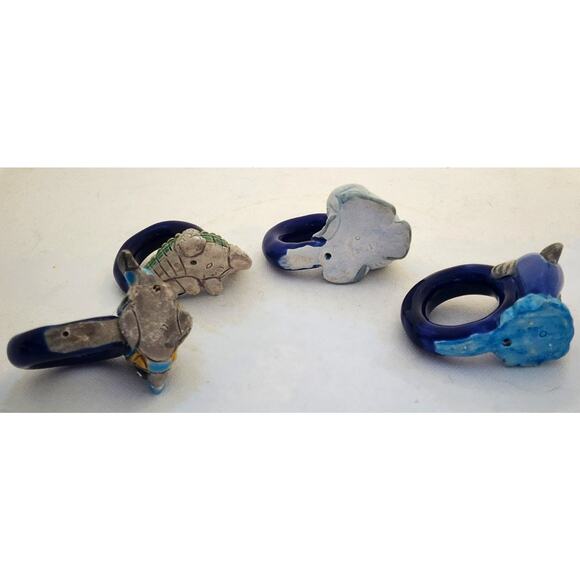 NAPKIN RINGS-LEPS Peru Terracotta-Seal, Angle Fish, Alligator, Dolphin-Set of 4 - Picture 7 of 9